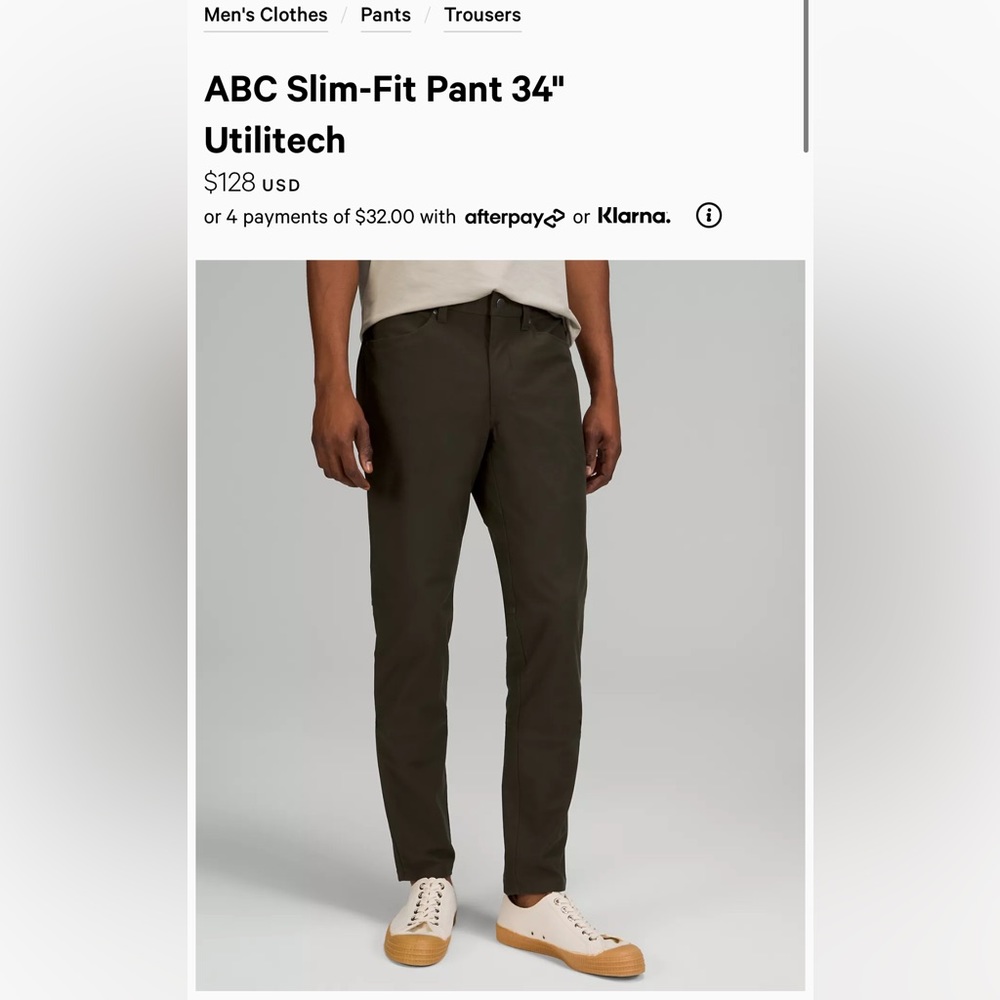 Lululemon Brown ABC Pant Slim 34”L